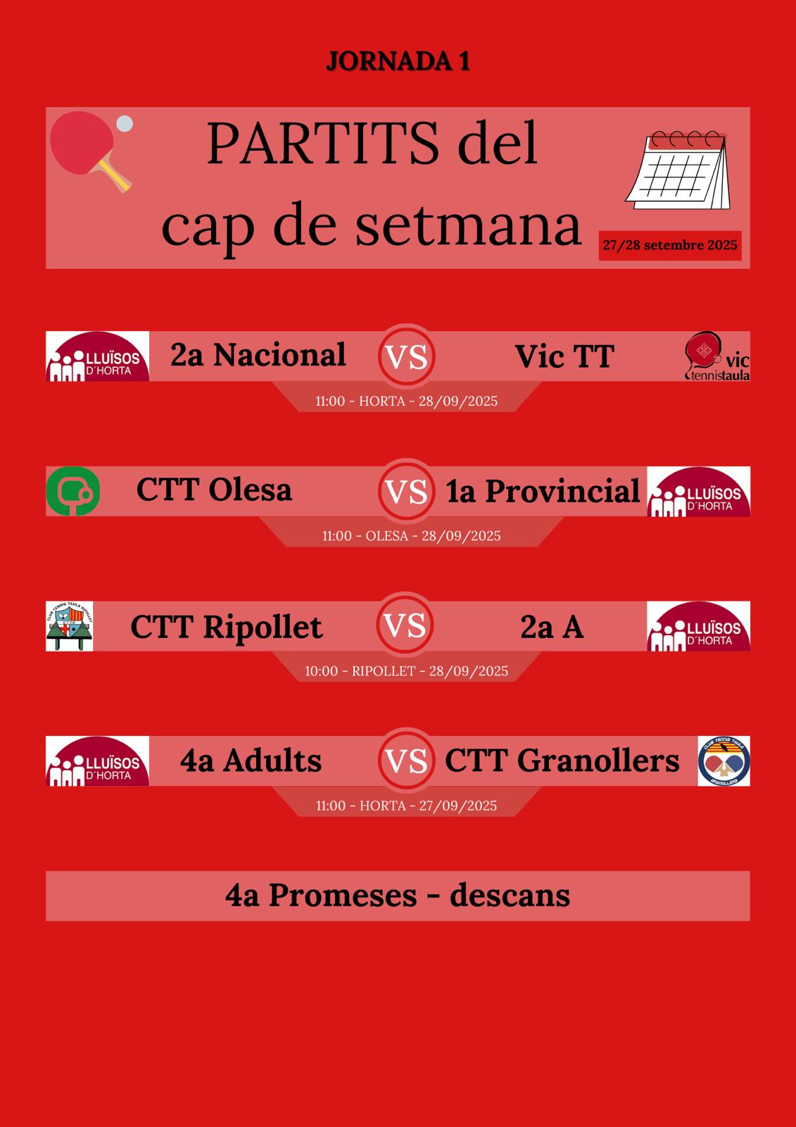 Tenis Taula setmanal